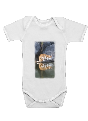  Cat Reflection in Pond Water for Baby short sleeve onesies