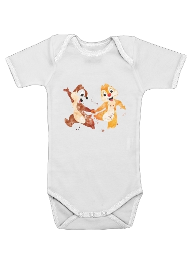  Chip And Dale Watercolor for Baby short sleeve onesies