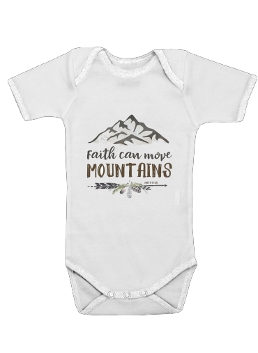  Faith can move montains Matt 17v20 Bible Blessed Art for Baby short sleeve onesies