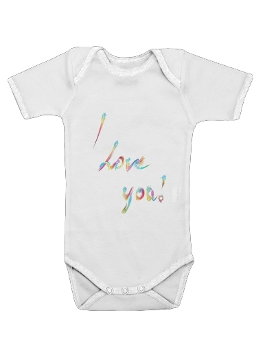  I love you - Rainbow Text for Baby short sleeve onesies