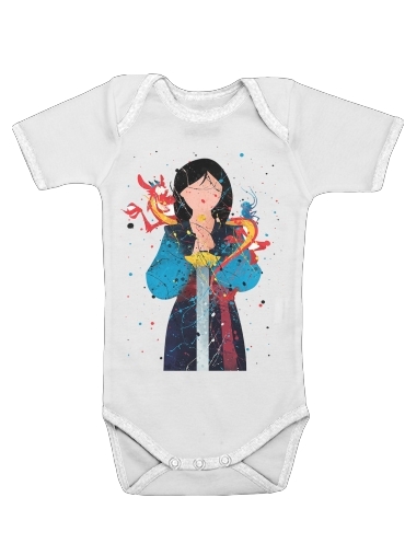  Mulan Princess Watercolor Decor for Baby short sleeve onesies