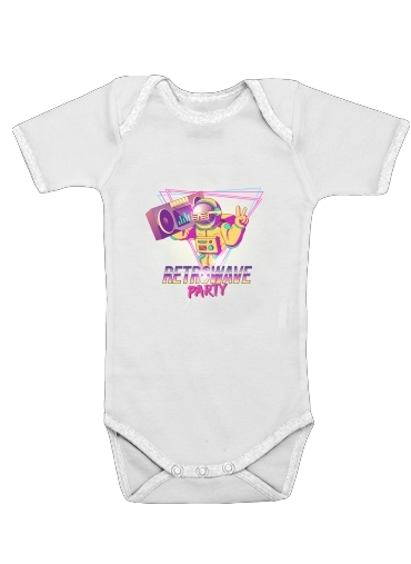  Retrowave party nightclub dj neon for Baby short sleeve onesies