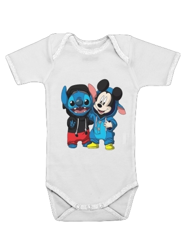  Stitch x The mouse for Baby short sleeve onesies