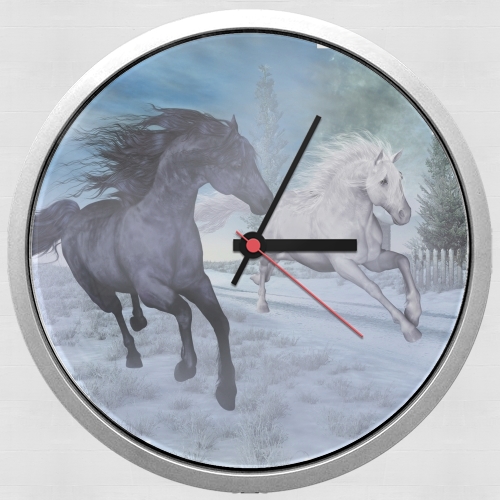  Horse freedom in the snow for Wall clock