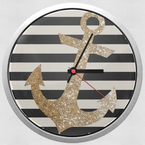  gold glitter anchor in black for Wall clock