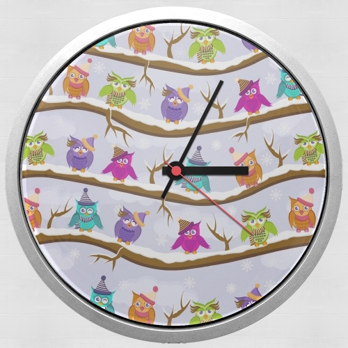  winter owls for Wall clock
