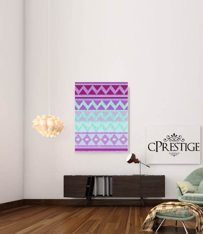  Tribal Chevron in pink and mint glitter for Art Print Adhesive 30*40 cm