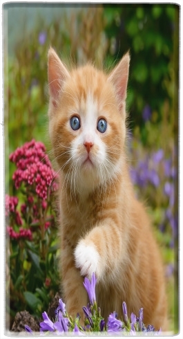  Cute ginger kitten in a flowery garden, lovely and enchanting cat for Powerbank Micro USB Emergency External Battery 1000mAh
