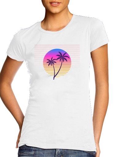  Classic retro 80s style tropical sunset for Women's Classic T-Shirt