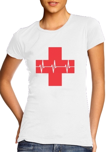  Croix de secourisme EKG Heartbeat for Women's Classic T-Shirt
