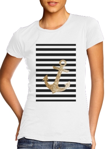  gold glitter anchor in black for Women's Classic T-Shirt