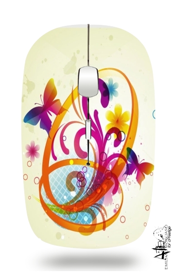  Butterfly with flowers for Wireless optical mouse with usb receiver