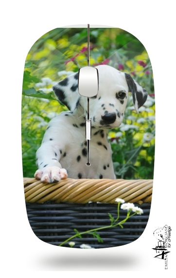  Cute Dalmatian puppy in a basket  for Wireless optical mouse with usb receiver