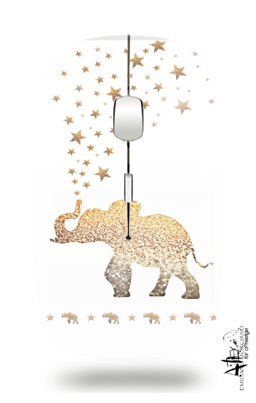  Gatsby Gold Glitter Elephant for Wireless optical mouse with usb receiver