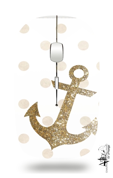  Glitter Anchor and dots in gold for Wireless optical mouse with usb receiver