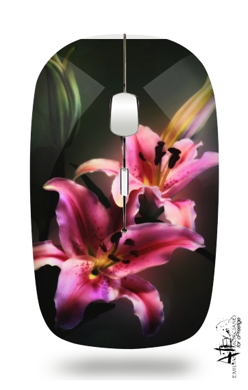  Painting Pink Stargazer Lily for Wireless optical mouse with usb receiver