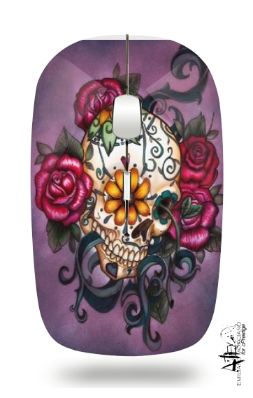  Skull Flowers Purple for Wireless optical mouse with usb receiver