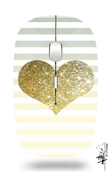  Sunny Gold Glitter Heart for Wireless optical mouse with usb receiver