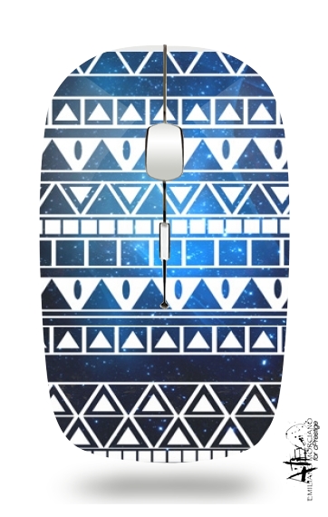  Tribal Aztec Pattern Blue for Wireless optical mouse with usb receiver