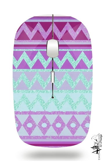  Tribal Chevron in pink and mint glitter for Wireless optical mouse with usb receiver