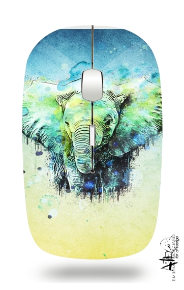  watercolor elephant for Wireless optical mouse with usb receiver