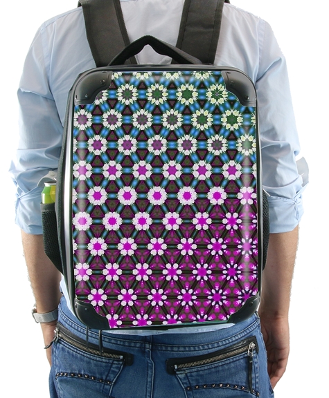  Abstract bright floral geometric pattern teal pink white for Backpack