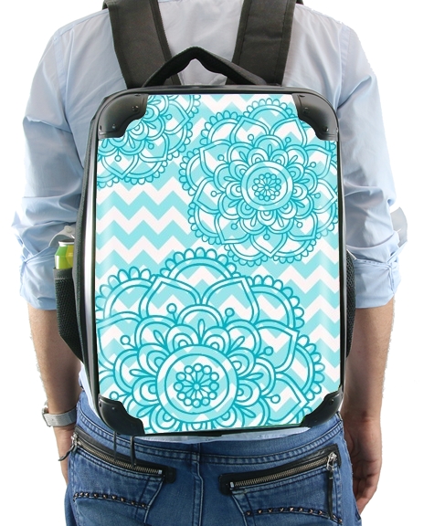  aqua chevrons and flowers for Backpack