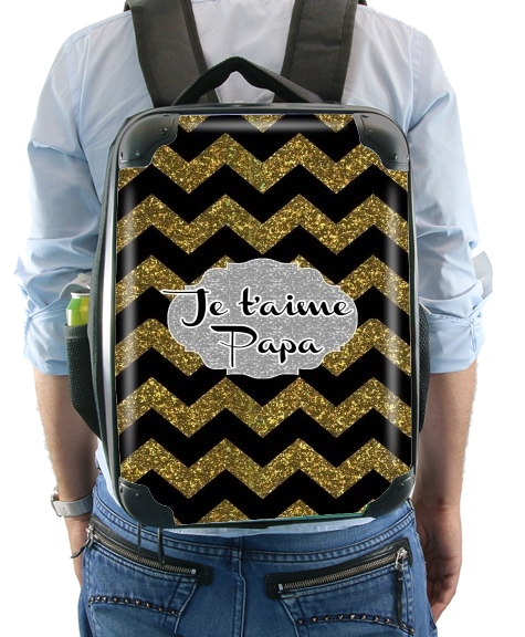  chevron gold and black - Je t'aime Papa for Backpack