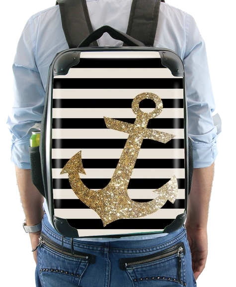  gold glitter anchor in black for Backpack