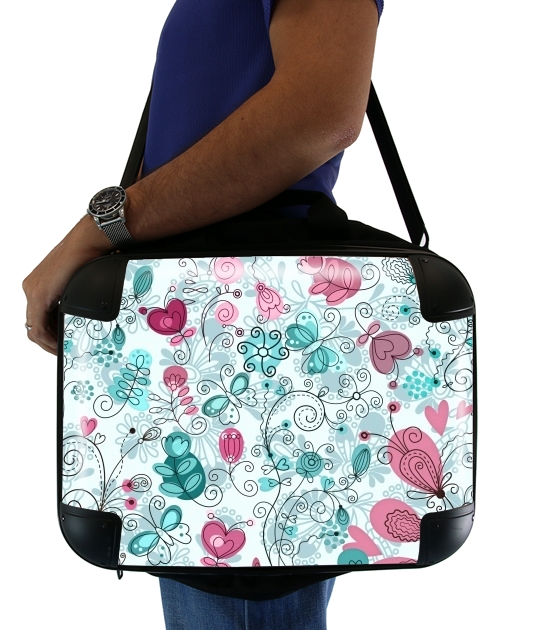  doodle flowers and butterflies for Laptop briefcase 15" / Notebook / Tablet