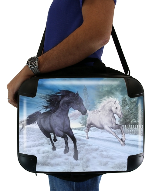  Horse freedom in the snow for Laptop briefcase 15" / Notebook / Tablet