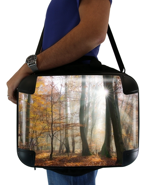  Sun rays in a mystic misty forest for Laptop briefcase 15" / Notebook / Tablet