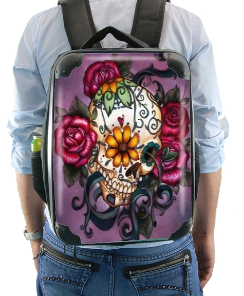 Skull Flowers Purple for Backpack