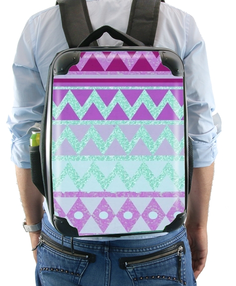  Tribal Chevron in pink and mint glitter for Backpack