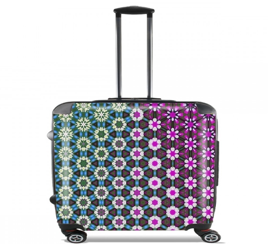  Abstract bright floral geometric pattern teal pink white for Wheeled bag cabin luggage suitcase trolley 17" laptop