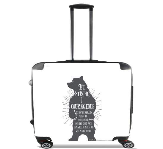  Be Strong and courageous Joshua 1v9 Bear for Wheeled bag cabin luggage suitcase trolley 17" laptop
