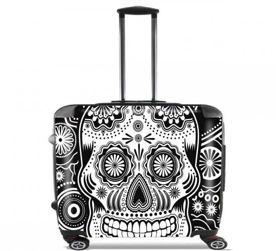  black and white sugar skull for Wheeled bag cabin luggage suitcase trolley 17" laptop