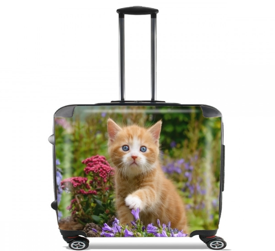  Cute ginger kitten in a flowery garden, lovely and enchanting cat for Wheeled bag cabin luggage suitcase trolley 17" laptop