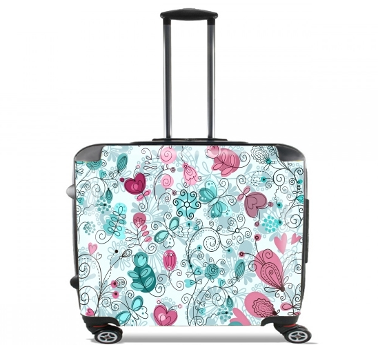  doodle flowers and butterflies for Wheeled bag cabin luggage suitcase trolley 17" laptop