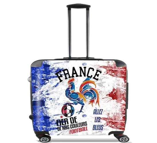  France Football Coq Sportif Fier de nos couleurs Allez les bleus for Wheeled bag cabin luggage suitcase trolley 17" laptop