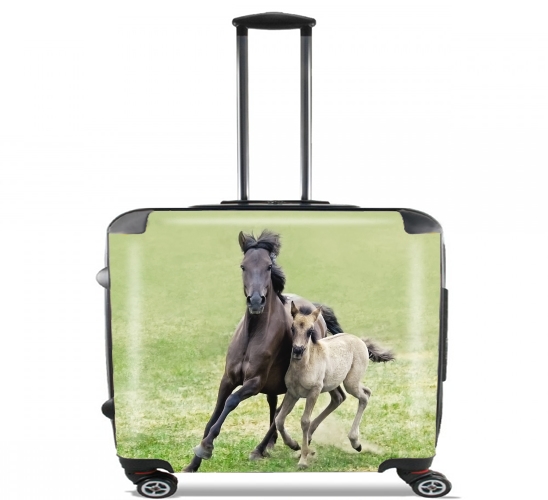  Horses, wild Duelmener ponies, mare and foal for Wheeled bag cabin luggage suitcase trolley 17" laptop