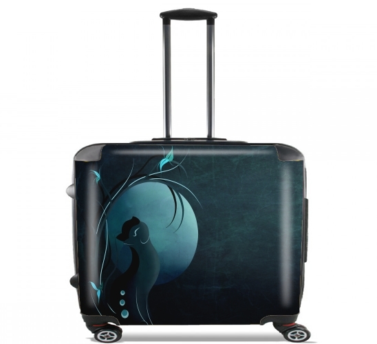  Sensual Cat in the Moonlight  for Wheeled bag cabin luggage suitcase trolley 17" laptop