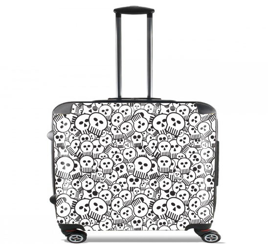  toon skulls, black and white for Wheeled bag cabin luggage suitcase trolley 17" laptop