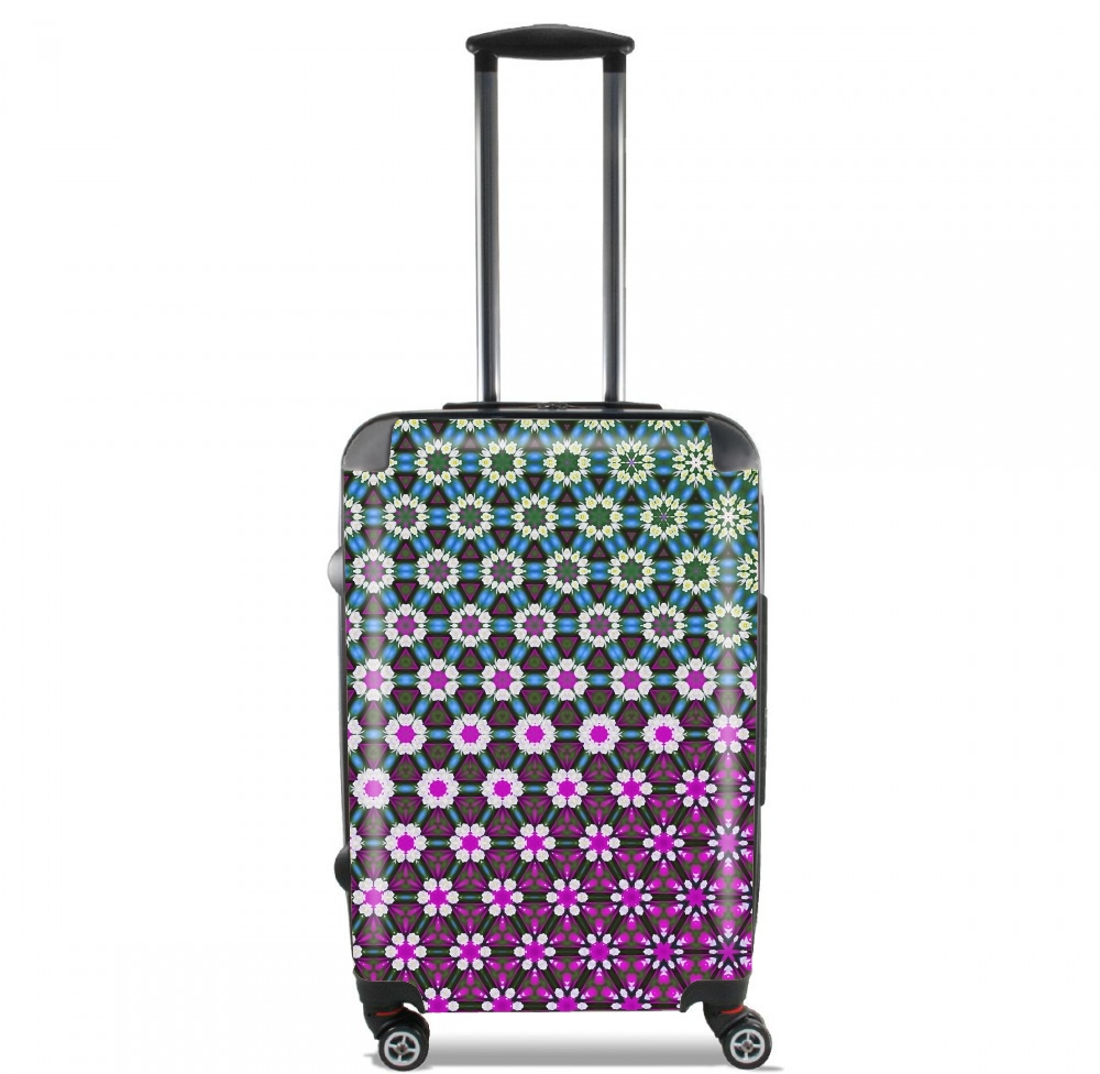  Abstract bright floral geometric pattern teal pink white for Lightweight Hand Luggage Bag - Cabin Baggage