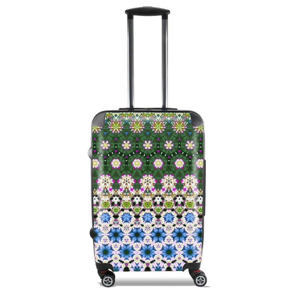 Abstract ethnic floral stripe pattern white blue green for Lightweight Hand Luggage Bag - Cabin Baggage