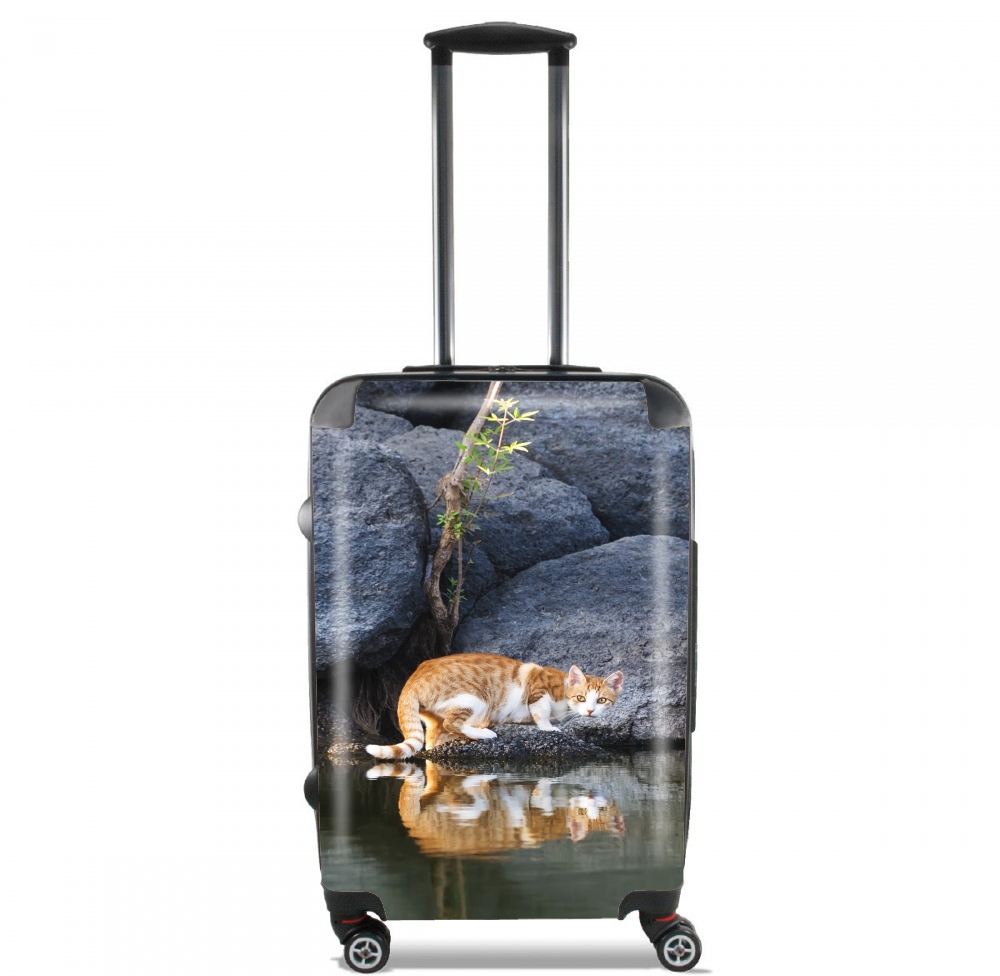  Cat Reflection in Pond Water for Lightweight Hand Luggage Bag - Cabin Baggage