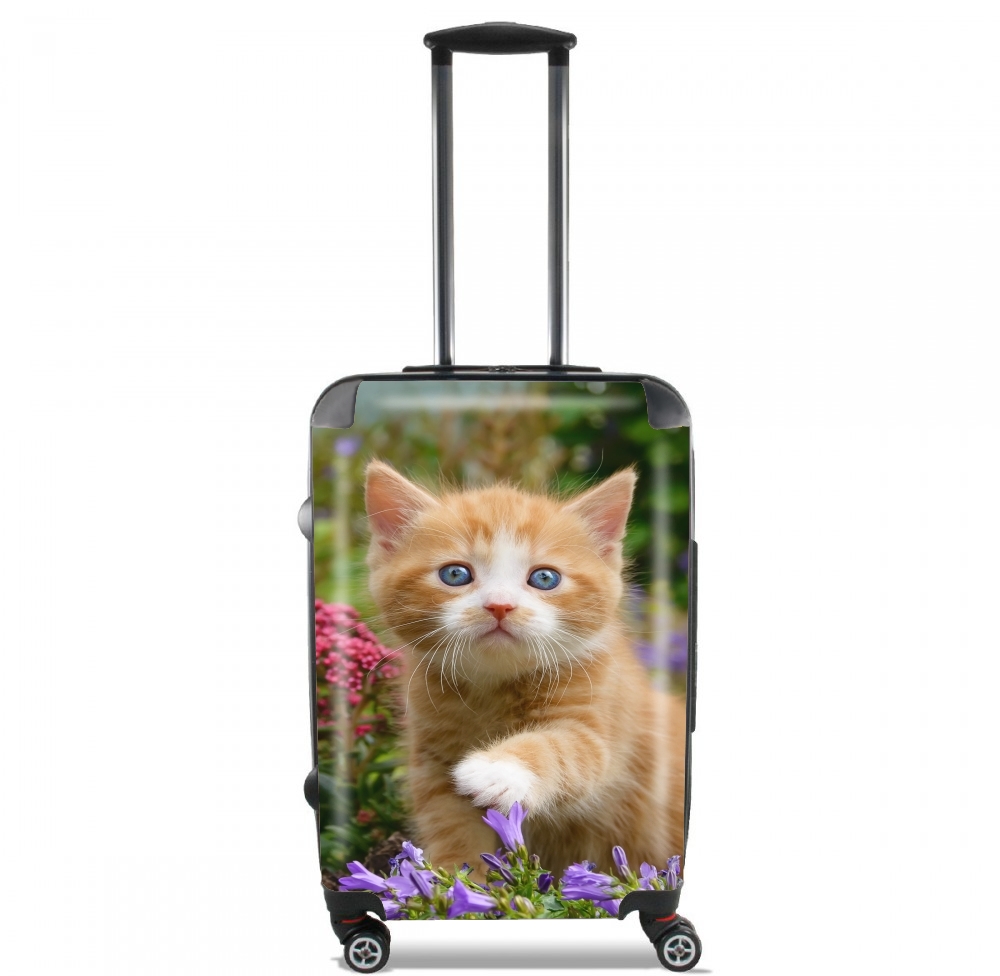  Cute ginger kitten in a flowery garden, lovely and enchanting cat for Lightweight Hand Luggage Bag - Cabin Baggage
