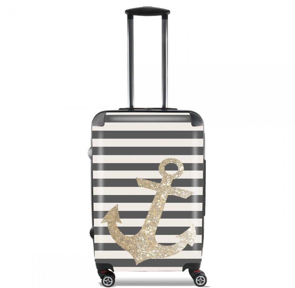  gold glitter anchor in black for Lightweight Hand Luggage Bag - Cabin Baggage
