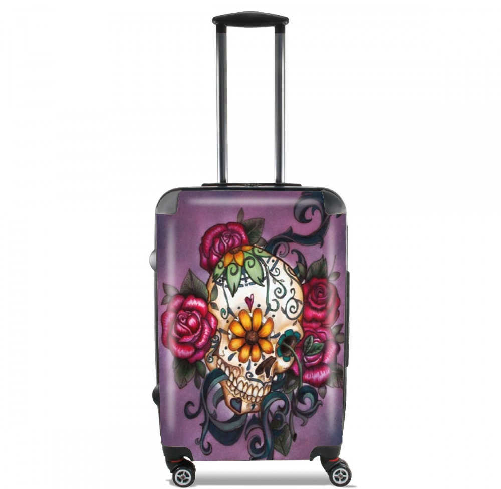  Skull Flowers Purple for Lightweight Hand Luggage Bag - Cabin Baggage
