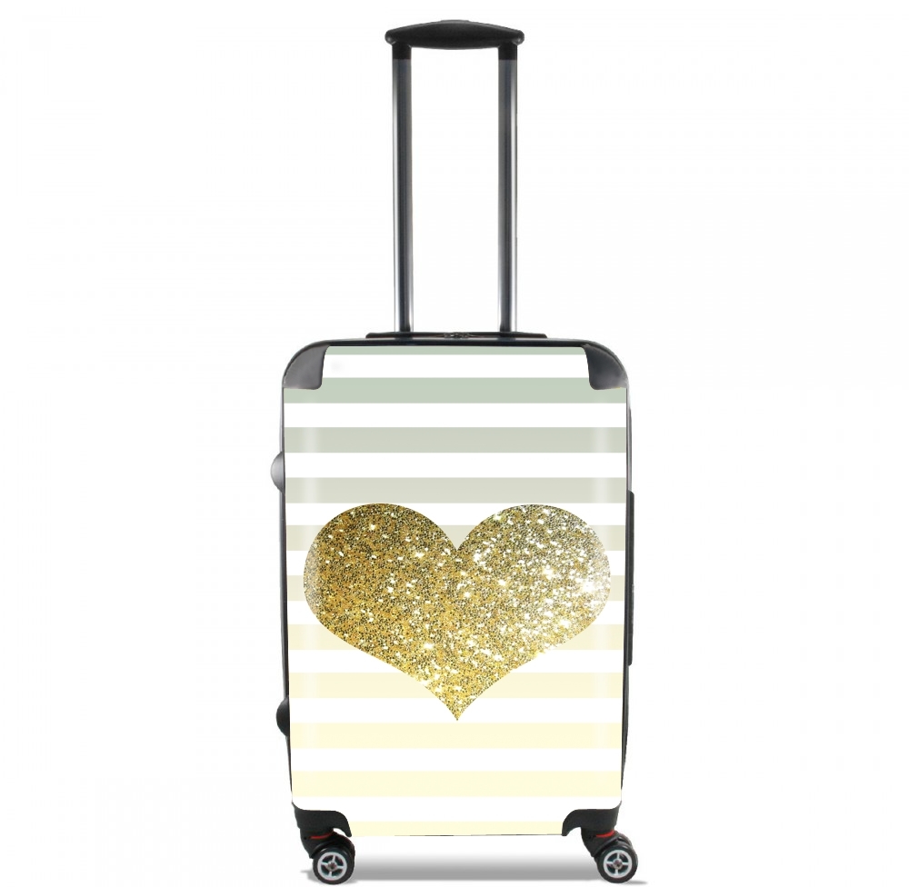  Sunny Gold Glitter Heart for Lightweight Hand Luggage Bag - Cabin Baggage